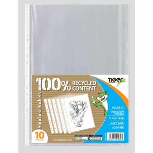 A3 Pack 10 Portrait Punched Pockets