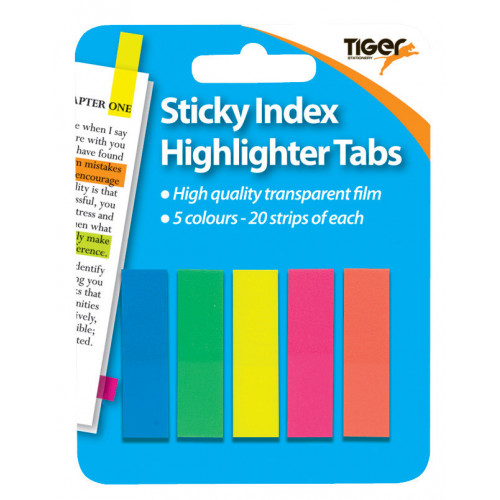 Tiger Stationery - Index Neon Sticky Highlighter Tabs
