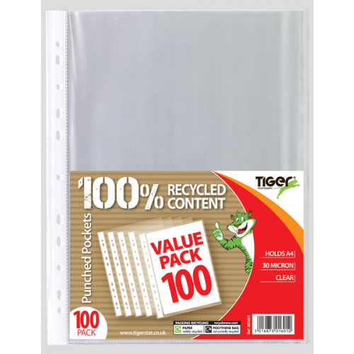 A4 Value Pack 100 Punched Pockets