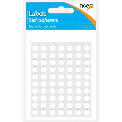 White Adesive Labels Round 8mm