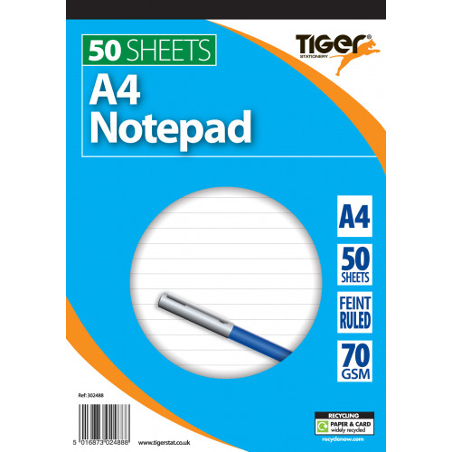 A4 Notepad Top Bound Ruled 70gsm