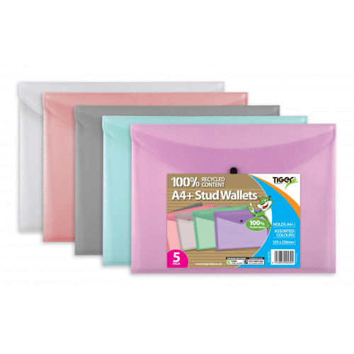 A4+ 100% Recycled Stud Wallets 5 assorted Colours