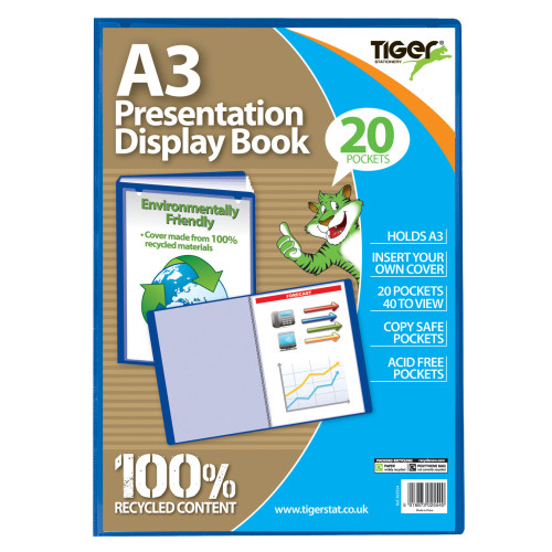 A3 Display Book 20 Pocket Blue