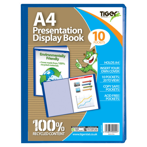A4 Display Book 10 Pocket Blue