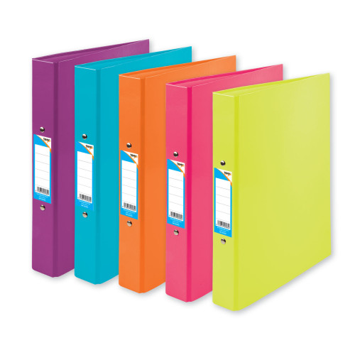 A4 Ring Binders Bright Colours Laminate Gloss 10 Asstd