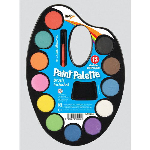 Paint Pallette 12 Colours and Brush Medium