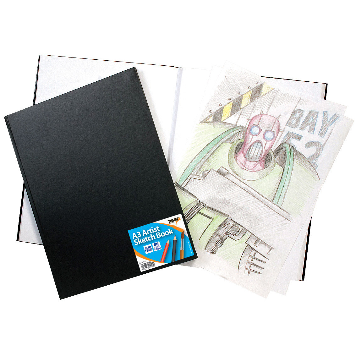 Tiger Stationery A3 Casebound Sketch Book Black
