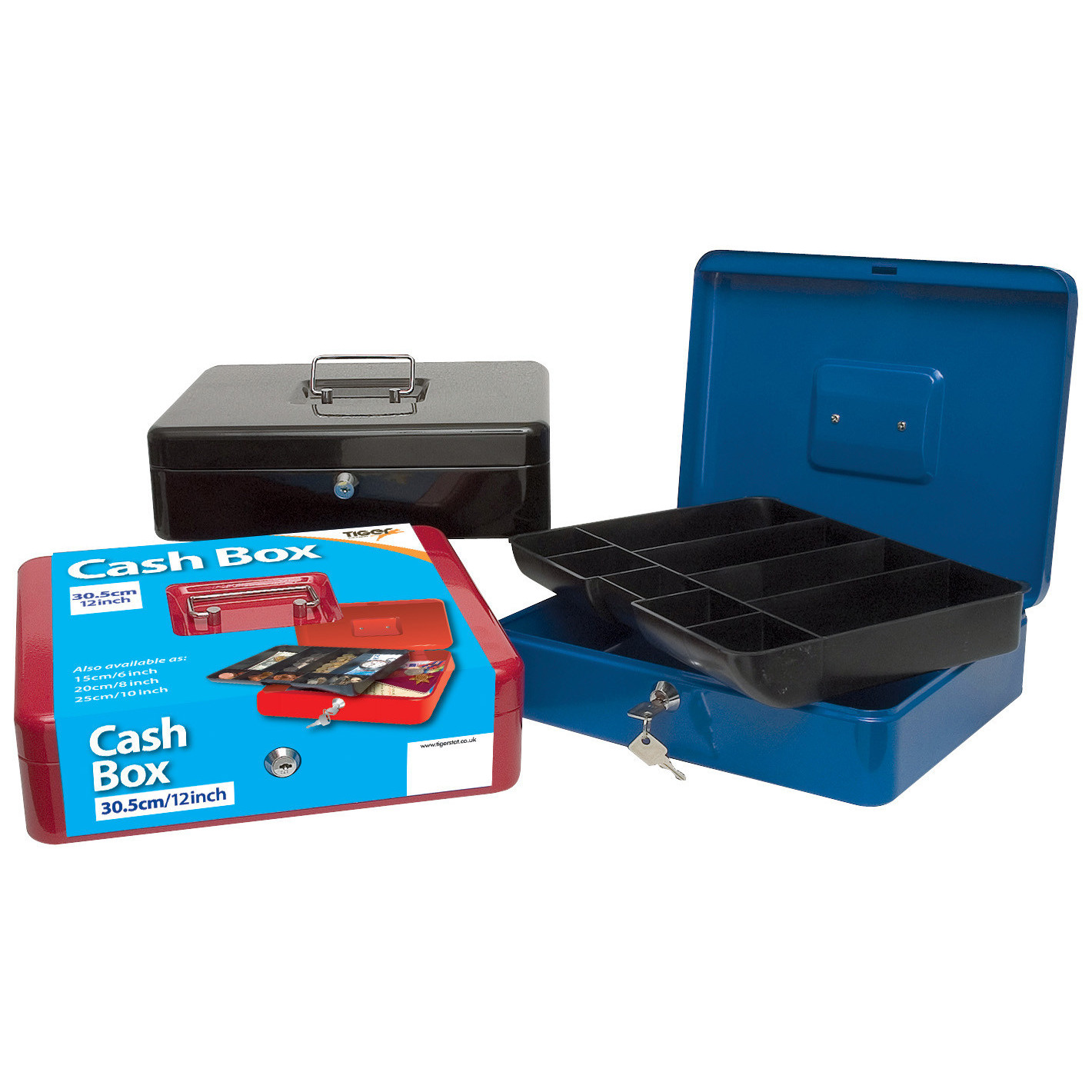 Tiger Stationery Cash Boxes 30cm/12in Assorted